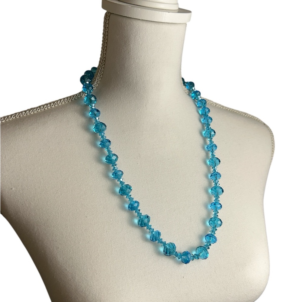 Pretty Brilliant Blue Sparkling Beaded Necklace